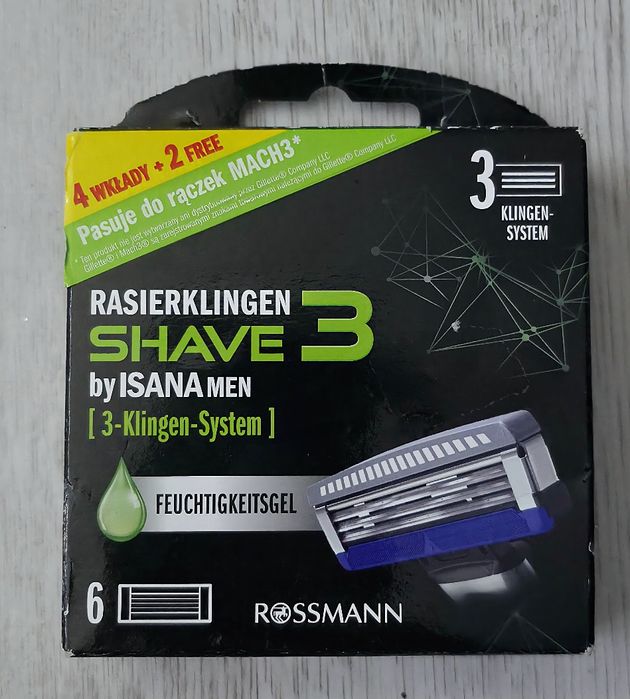 Isana men maszynka nóżyki 3ostrzowe 6sztuk pasuje do MACH3