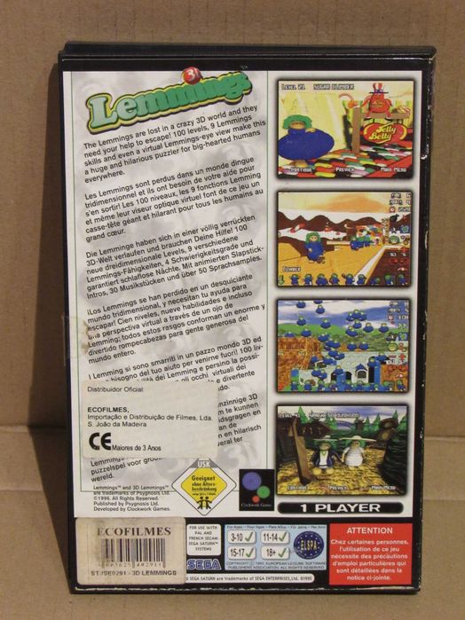 Jogo Sega Saturn 3D Lemmings completo PT