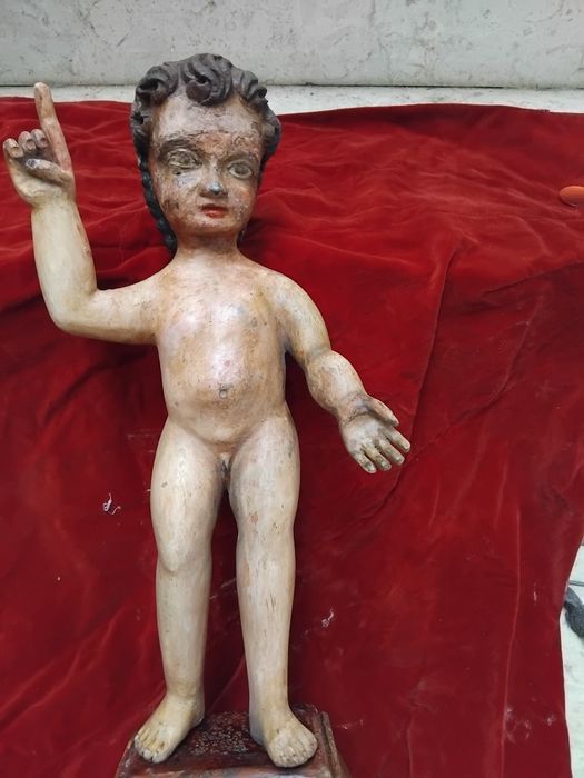 Menino jesus  antigo em madeira