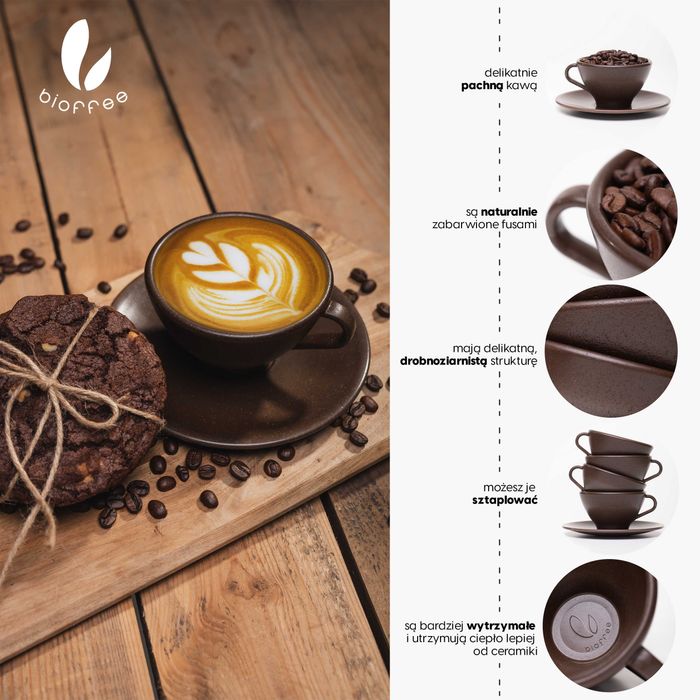 MADE FROM COFFEE | 4x Zestaw filiżanka z fusów kawy i biomateriału
