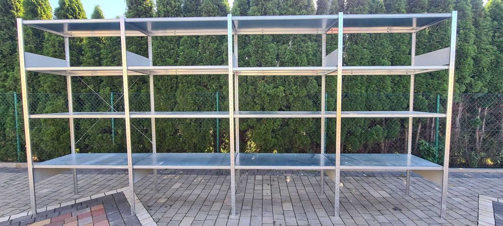 Regały półkowe do kontenera używane 60cm gł x1100cm x200 wys 40FT