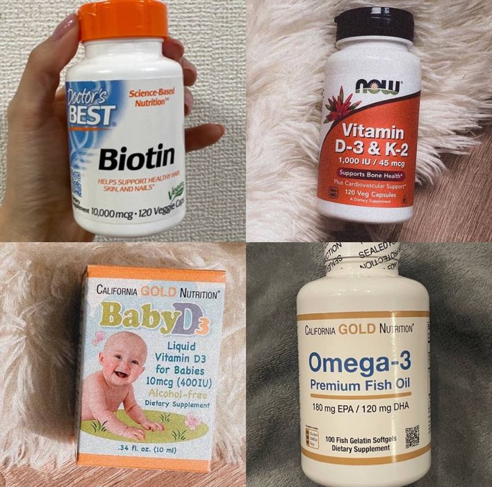 Вітамін Д3,  омега 3, біотин 10000, вітамін Д3+К2