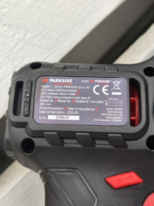Акумуляторна ланцюгова пила PARKSIDE PERFORMANCE PPAGHS 20-Li A1