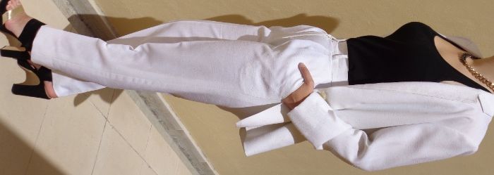 Conjunto calças e blazer branco intemporal - Saldos