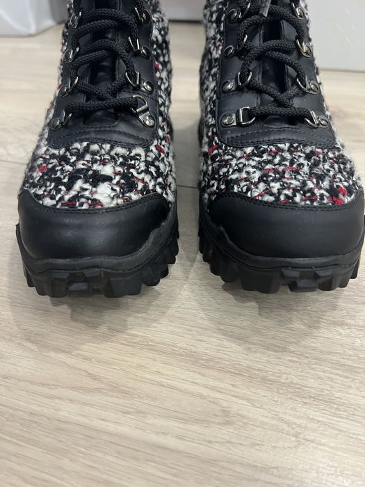 Демисезонні ботінки черевики шкіра+твід Moncler 37 розмір Prada оригінал
