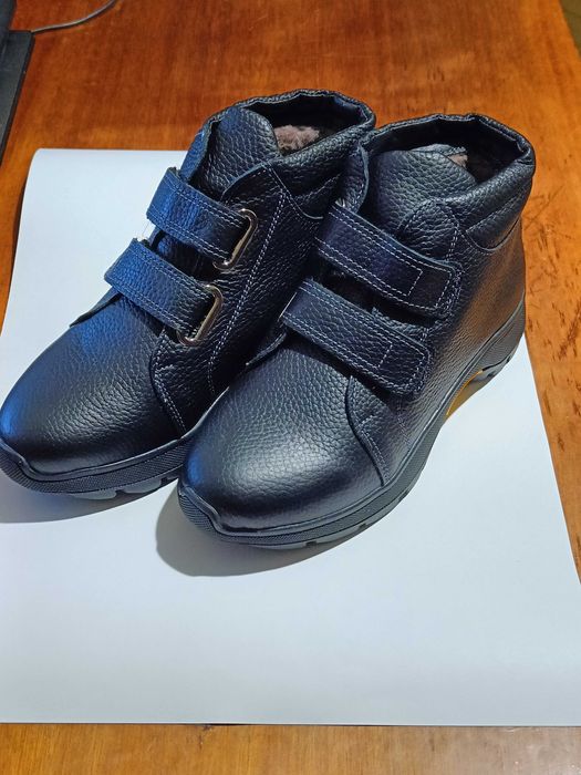 Кожаные зимние ботинки детские на мальчика, девочку, мех овчина 35 р