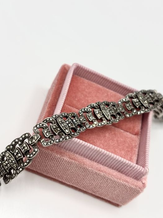 Srebrna bransoleta z czarnymi cyrkoniami