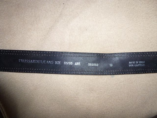 TRUSSARDI pasek skóra nowy oryginalny czarny dł 108 cm