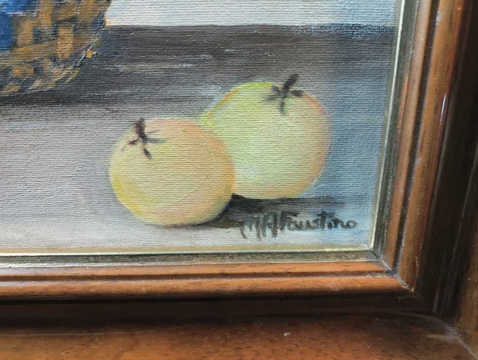 Pintura a Óleo s/ Tela «Cesta de Fruta» de M. A. Faustino