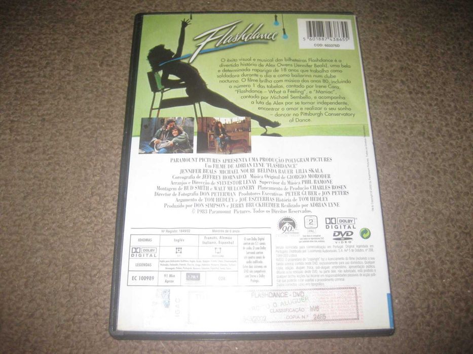 DVD "Flashdance" com Jennifer Beals