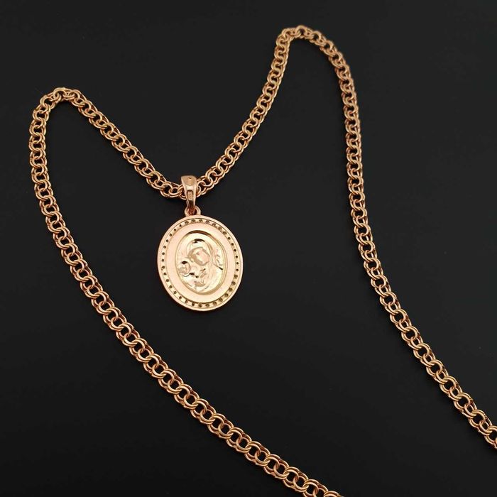 Позолочена срібна цепочка. Ланцюжок позолота і кулон оберіг Богородиця