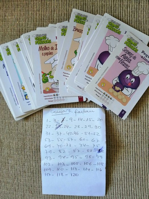 Cromos Gang dos Frescos números repetidos e colecção incompleta