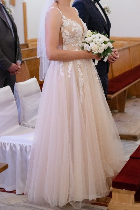 Beżowa suknia ślubna 40/42
