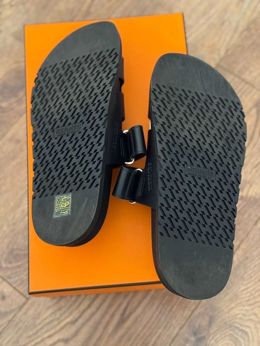Шлепки Hermes CHYPRE SANDAL ОРИГИНАЛ Мужские Черные Сандалии Шлепанцы