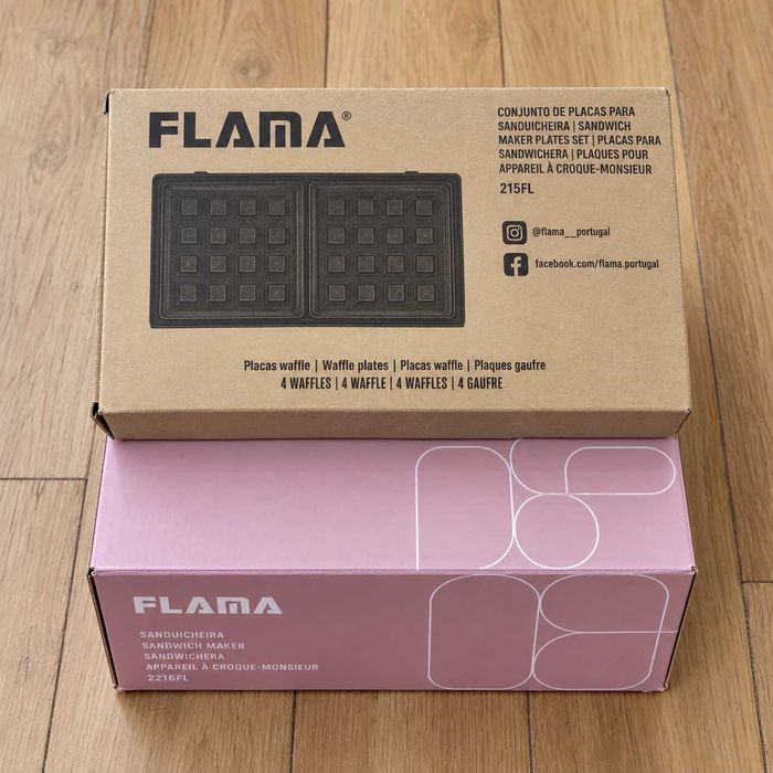 Torradeira FLAMA com conjunto de placas para waffles