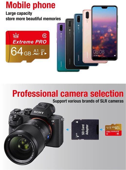Карта пам'яті Extreme Pro MicroSD 64GB Class 10 U1 перехідник SD