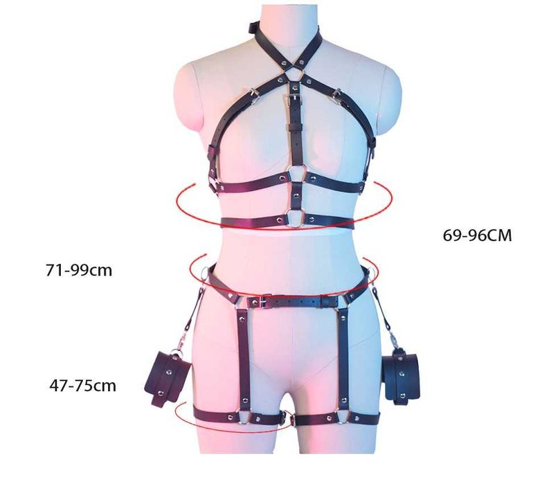 Harness Paski ozdobne 4-częściowe skórzane uprząż Nowe z maską