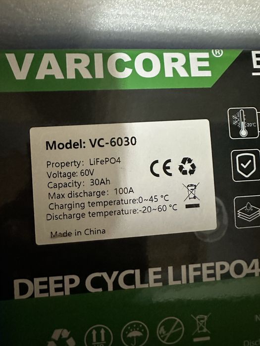 Bateria 60v 30ah 100a max +Ładowarka