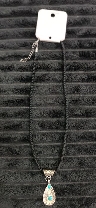 Colar nylon torcido com pingente turquesa el liga de zinco