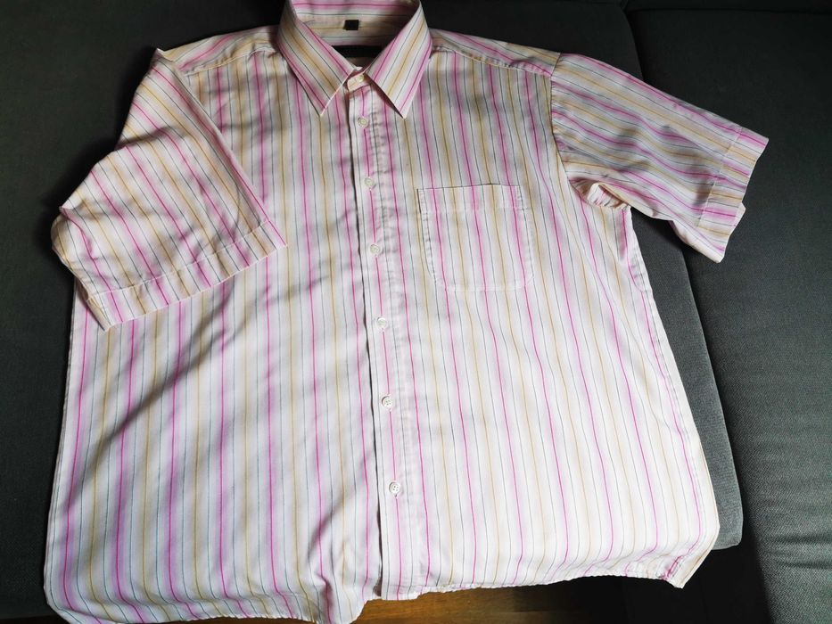 Koszula męska krótki rękaw, w paski rozm. 44 (XL)