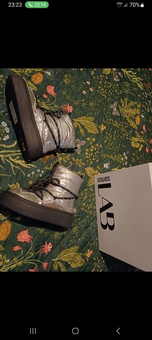 Śniegowce damskie srebrne  buty zimowe 39 Answear Lab