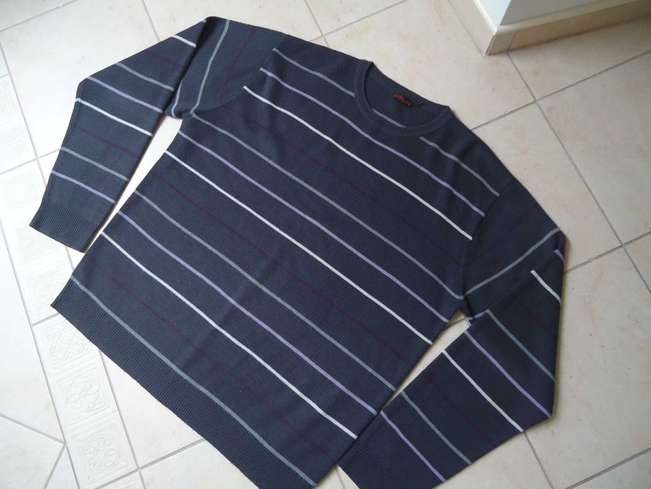 Męski bordowy sweter w paski Matalan jak XL