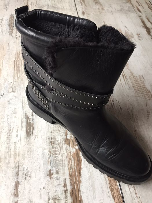 Zara skórzane kozaki ocieplane 41