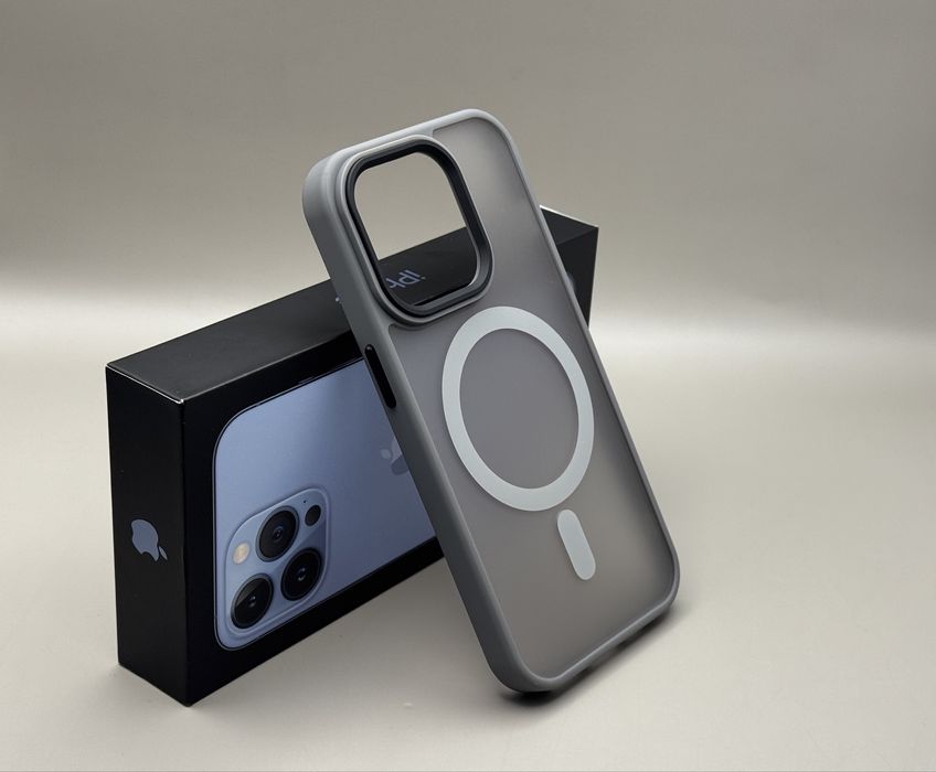 Матовый чехол IPhone 14 Pro Max Grey MagSafe, 16 Pro Max-12 Pro, Black