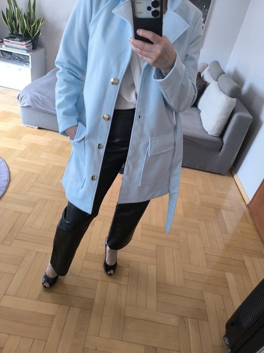 Płaszcze elegancki super gatunek grubszy bawełna  Polski  M/L blue