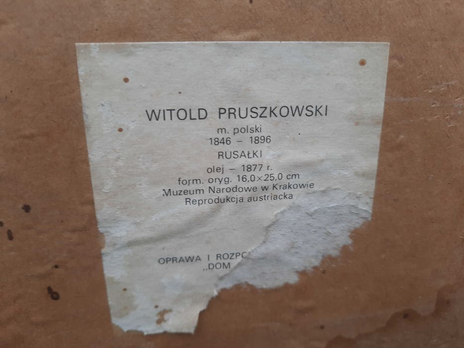 Obraz  malowidło Rusałki Witold Pruszkowski (1846-1896) unikat zabytek