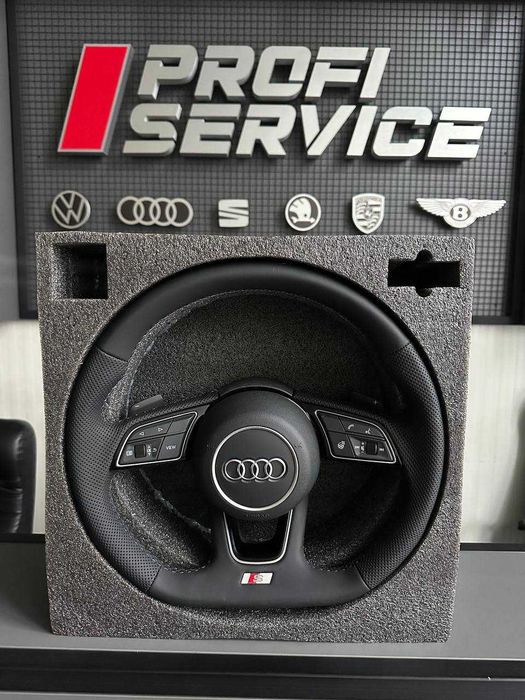 Спортивне кермо руль Audi A4 S4 B9 16-2020 перфорована шкіра ПІДІГРІВ