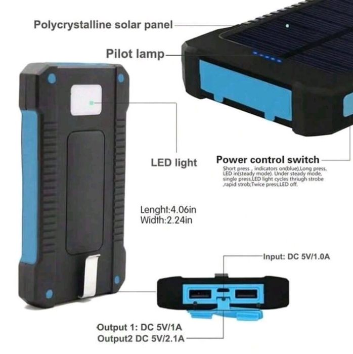 Carregador solar portátil (telemóvel, portátil, lanterna ect.)
