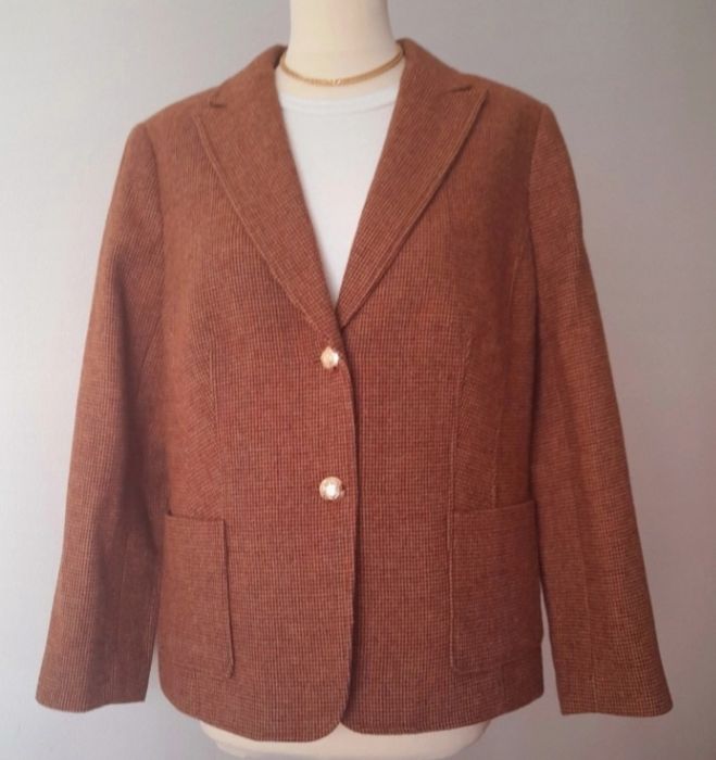 Blazer Talbots 48% lã, castanho mescla. Tamanho XL