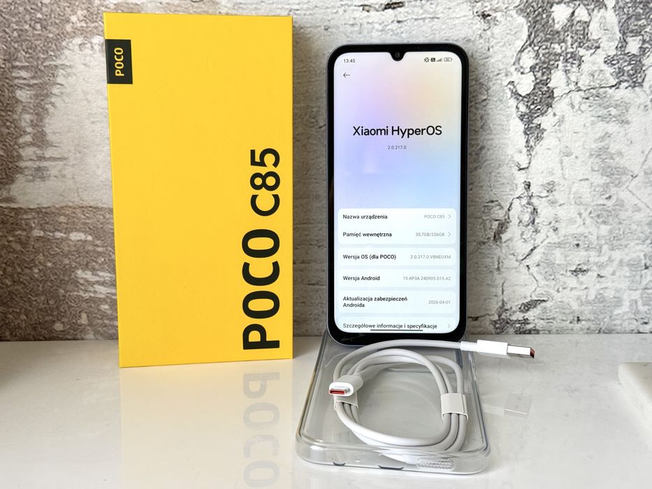 Telefon Poco C85 8GB RAM 256GB ROM fioletowy stan idealny | caly zestaw