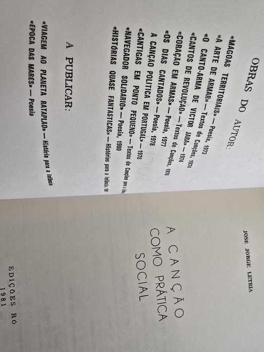 A Canção como Prática Social - José Jorge Letria