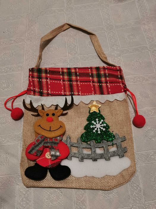 Materiałowa torebka na prezenty Renifer