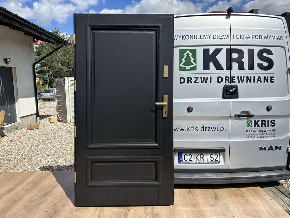 Drzwi zewnętrzne drewniane  Amerykańskie na wymiar czarne  cała Polska