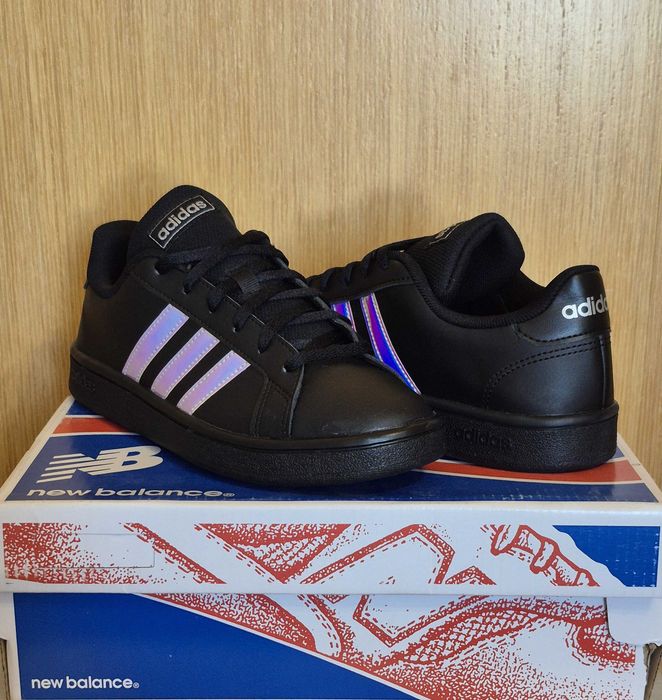 Adidas Grand Court Base 'Black Iridescent' кросівки оригінал р 37 - 38