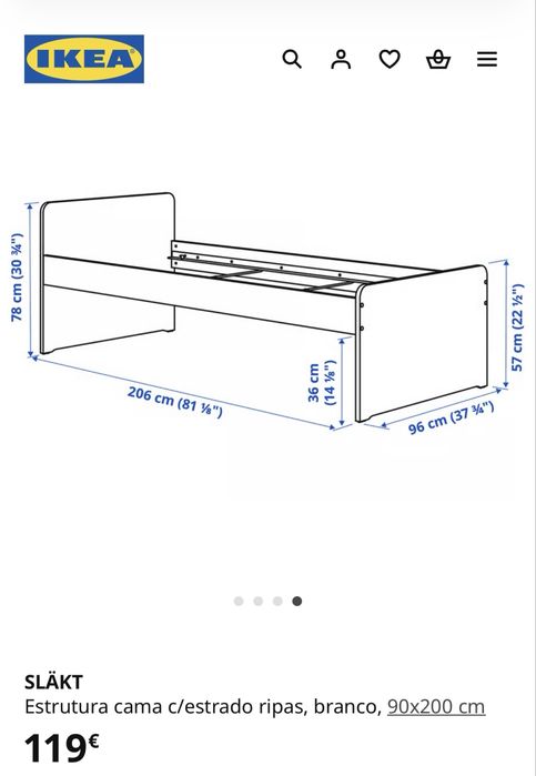 Cama solteiro  SLÄKT da Ikea com colchao HAMARVIK