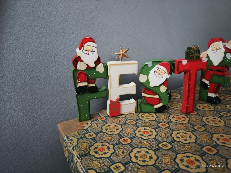 Drewniany Świąteczny Napis Fest Frohes