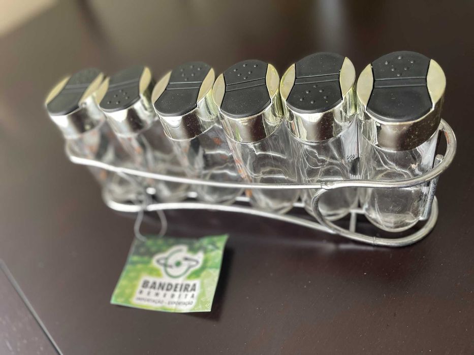 Conjunto recipientes especiarias com suporte - NOVO!