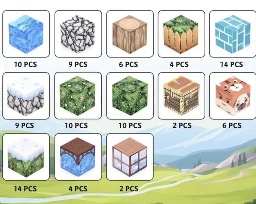 Конструктор магнитный Майнкрафт 100 блоків