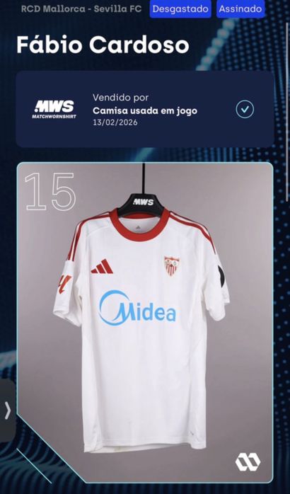 Fábio Cardoso Sevilha "Matchworn Shirt" autografada