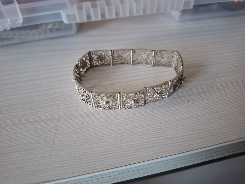 Bransoletka filigranowa 18cm srebrna