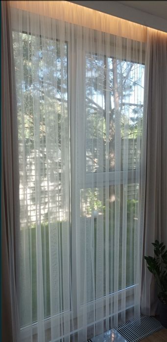 Нова, готова тюль на шторній стрічці, біла та айворі