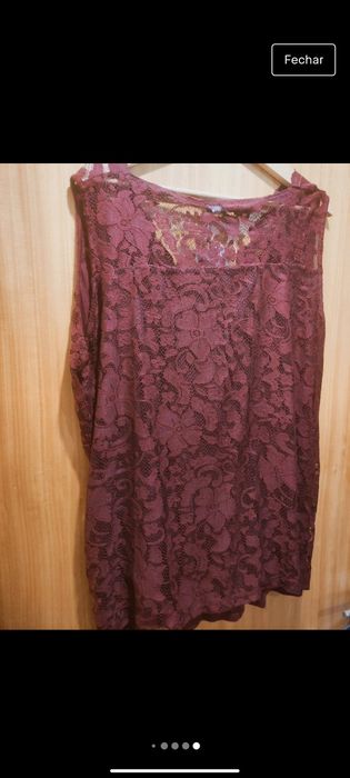 Blusa T-Shirt Renda Bordeaux C&A XL
