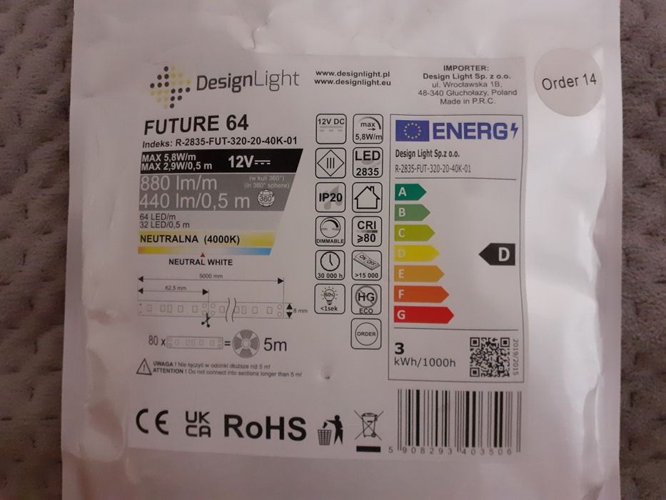 Taśma LED 880lm 4000K 370cm długości