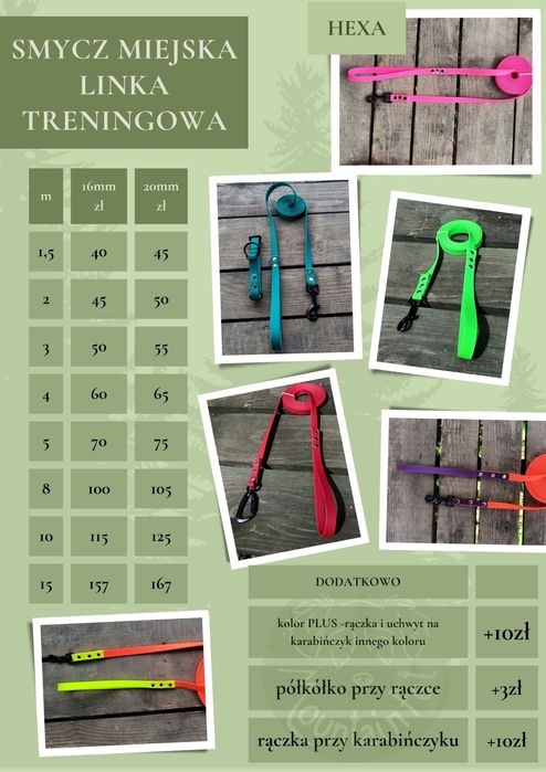 Smycz przepinania dla psa 5M  wodoodporna khaki pcv