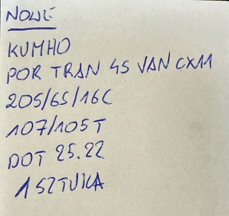 1X NOWA Kumho PorTran 4S VAN CX11 205/65 R16C