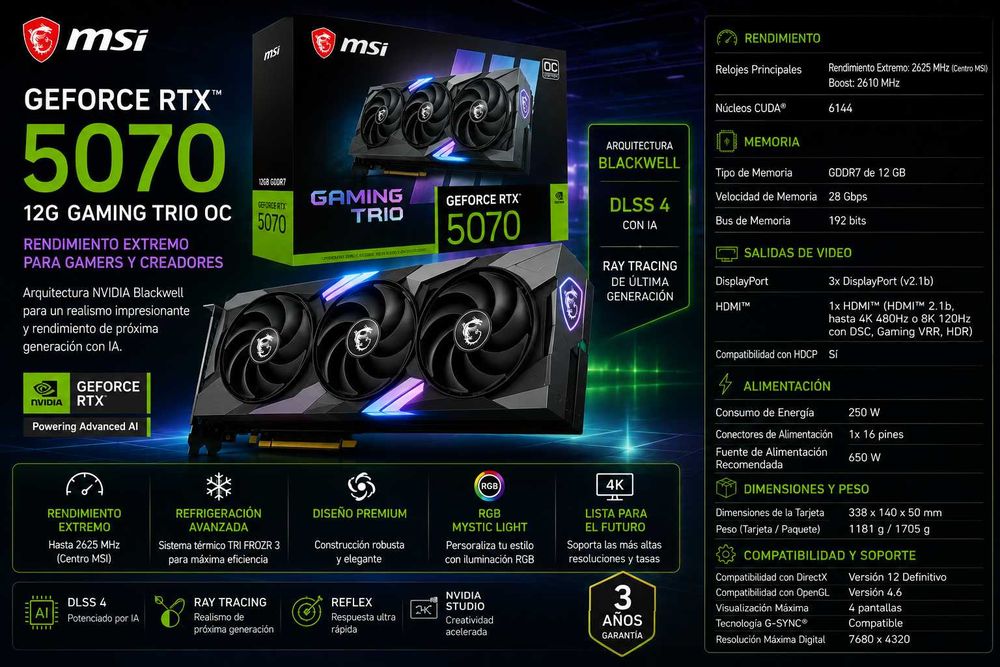ISG MSI RTX5070 Gaming Trio OC 12GB GDDR7 DLSS4